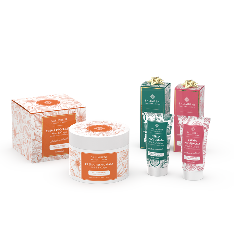 Crema Perfumada 200ml Encanto de Ámbar + Crema Perfumada 50ml Elixir de Bergamota de PRUEBA GRATUITA + Crema Perfumada 50ml Especias de Bizancio de PRUEBA GRATUITA