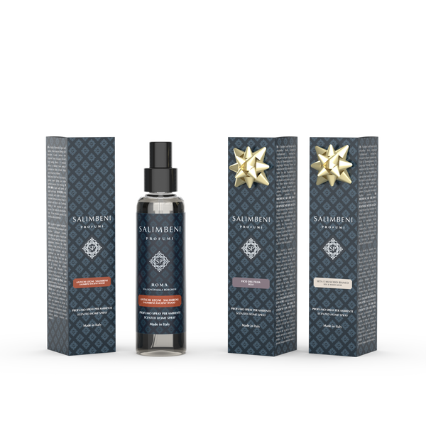 Ambientador en Spray 150 ml Bosques Antiguos Salimbeni + Ambientador en Spray 150 ml Higo de Elba de PRUEBA GRATUITA + Ambientador en Spray 150 ml Seda y Musgo Blanco de PRUEBA GRATUITA