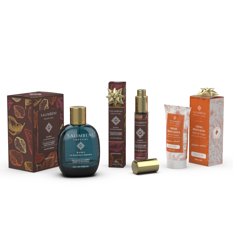 Eau de Parfum 100 ml + Eau de Parfum de viaje 15 ml DE PRUEBA GRATUITA + Crema Perfumada para Manos y Cuerpo 50ml dela misma fragancia DE PRUEBA GRATUITA