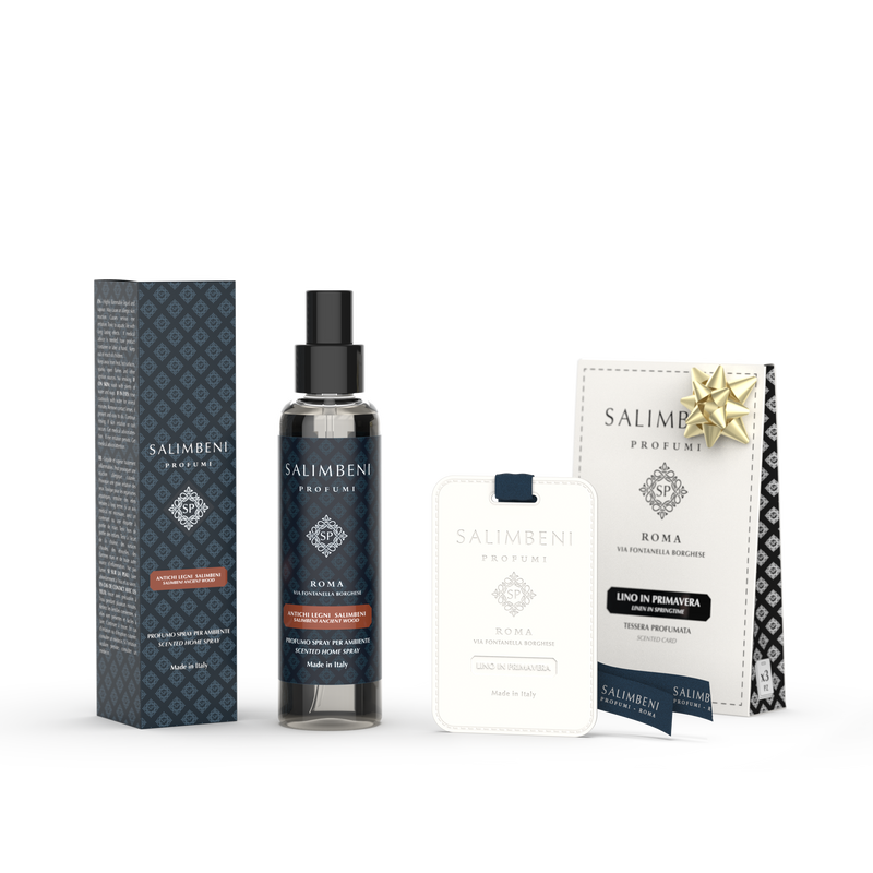 Ambientador en Spray 150 ml A TU ELECCIÓN + Tarjetas perfumadas para el Armario (3pz) - Lino en Primavera de PRUEBA GRATUITA