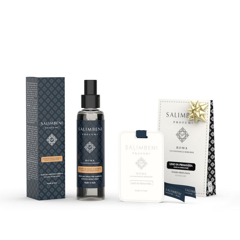 Ambientador en Spray 150 ml A TU ELECCIÓN + Tarjetas perfumadas para el Armario (3pz) - Lino en Primavera de PRUEBA GRATUITA