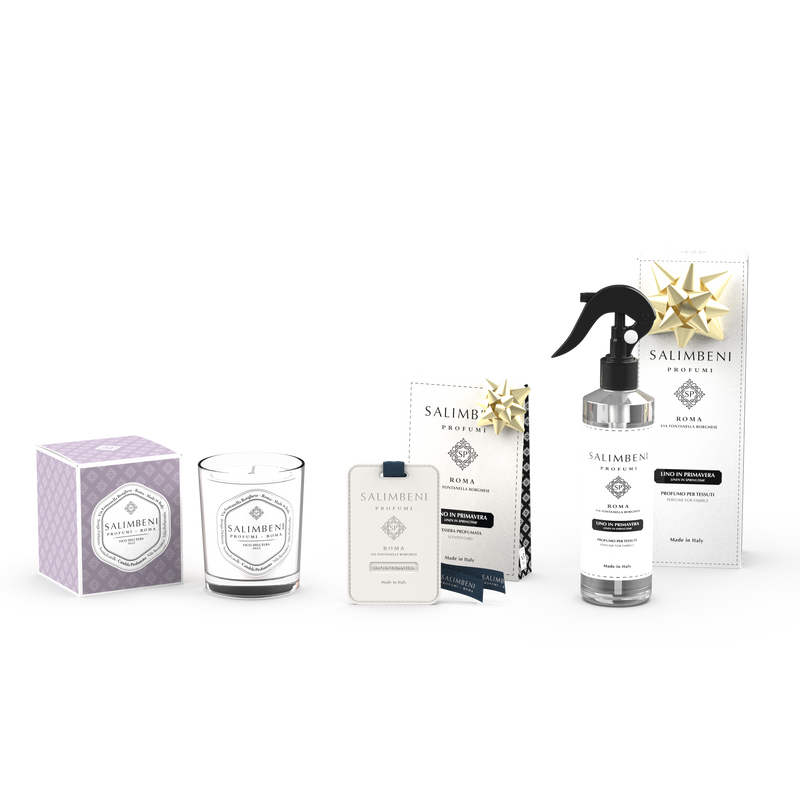 Vela Aromática Higo de Elba 190gr + Perfume Spray para Tejidos Lino en Primavera de PRUEBA GRATUITA + Tarjetas perfumadas para el Guardarropa (3pz) Lino en Primavera de PRUEBA GRATUITA