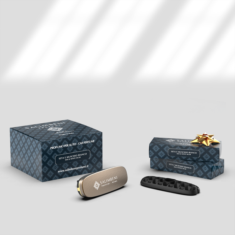 Difusor para coche acabado bronce Bosques Antiguos Salimbeni + 2 recargas para coche a tu elección de PRUEBA GRATUITA