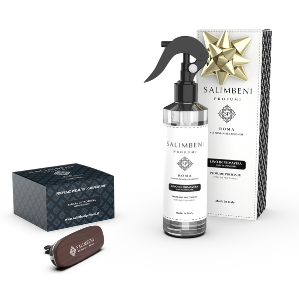 Difusor de coche de madera de nogal Azahar de Taormina + Perfume Spray para Tejidos Lino en Primavera de PRUEBA GRATUITA