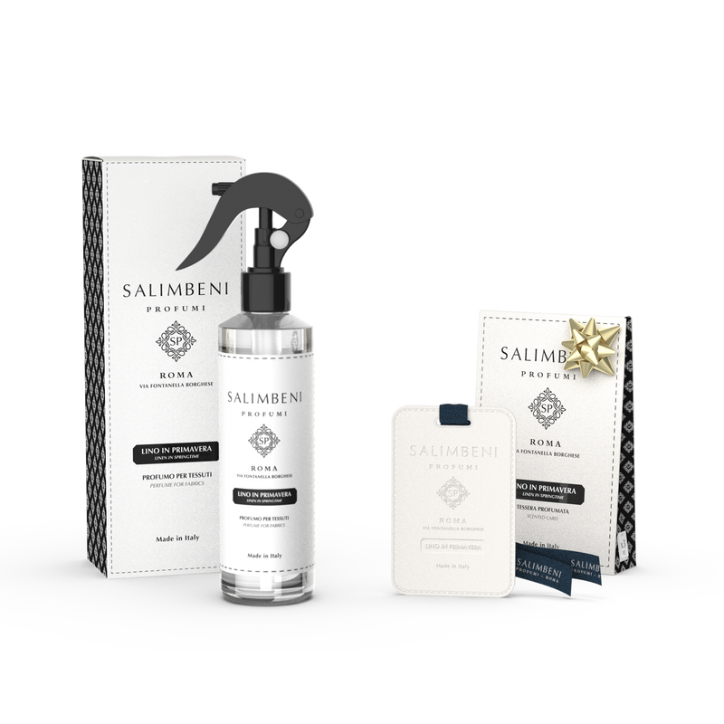Perfume Spray para Tejidos Lino en Primavera + Tarjetas perfumadas para el Guardarropa (3pz) - Lino en Primavera de PRUEBA GRATUITA