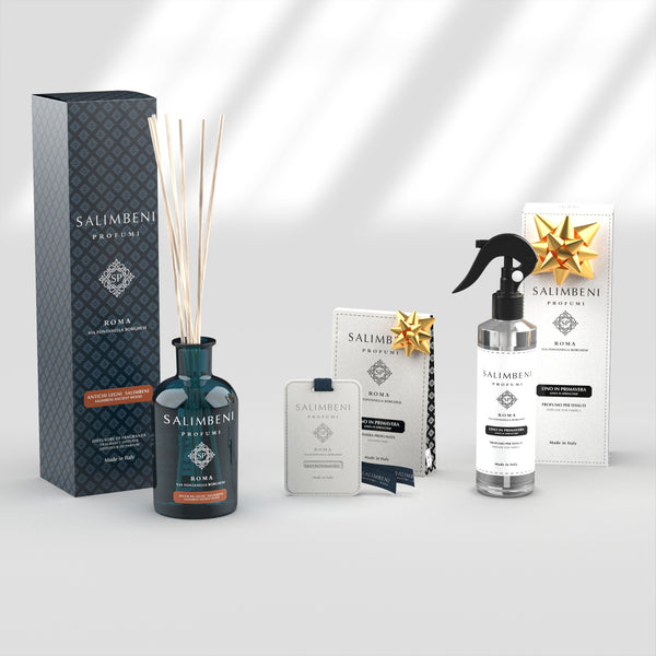 Bosques Antiguos Salimbeni 250 ml + Spray para Tejidos - Lino en Primavera de PRUEBA GRATUITA + Tarjetas Perfumadas para el Armario - Lino en Primavera de PRUEBA GRATUITA