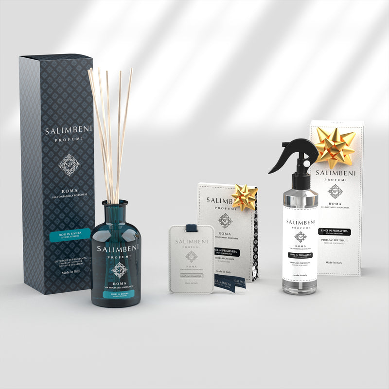 Flores en Riviera 250 ml + Spray para Tejidos - Lino en Primavera de PRUEBA GRATUITA + Tarjetas Perfumadas para el Armario - Lino en Primavera de PRUEBA GRATUITA
