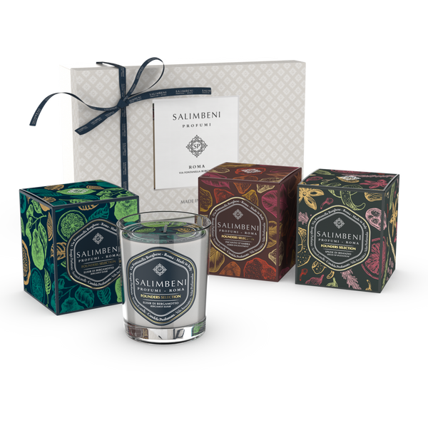 Confección Regalo 3 Velas Aromáticas de 190gr (Elixir de Bergamota + Encanto de Ámbar + Especias de Bizancio)