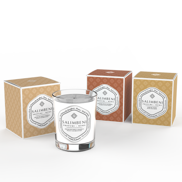 3 Velas Aromáticas 190 gr (Madera de Nogal y Brezo + Bosques Antiguos Salimbeni + Cítricos Amargos)