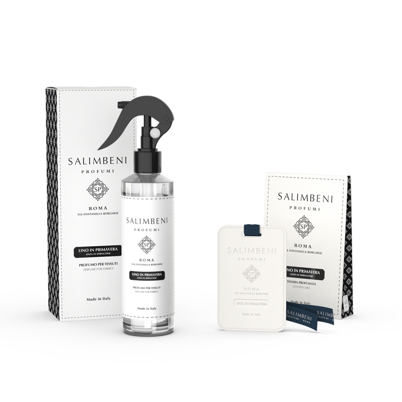 Perfume Spray 250 ml + Tarjetas Perfumadas para el Armario (3pz) - Lino en Primavera